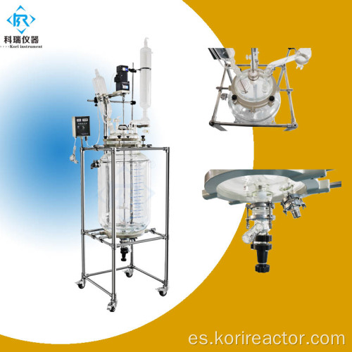 Reactor de vidrio encamisado con agitación al vacío de laboratorio 100 litros